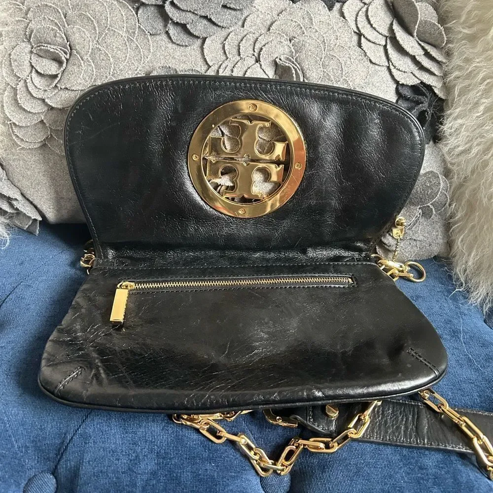 Tory Burch Reva black leather crossbody bag